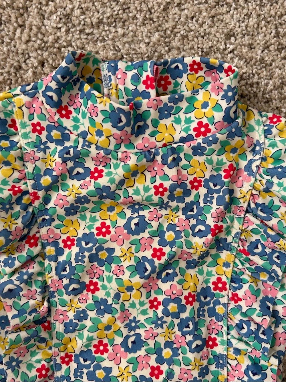 Mini Boden Long-Sleeve Ruffle Rash Guard Swimsuit